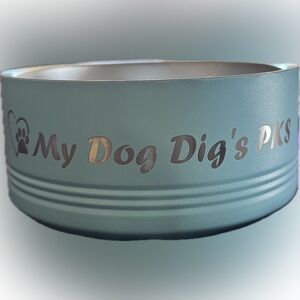 Teal Blue Dog Bowl - Laser Engraved